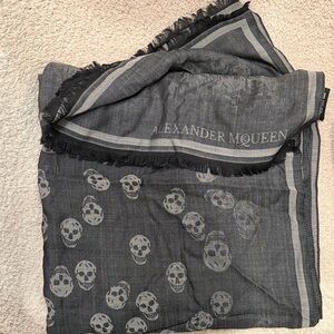 Alexander McQueen Charcoal Skull Print Scarf